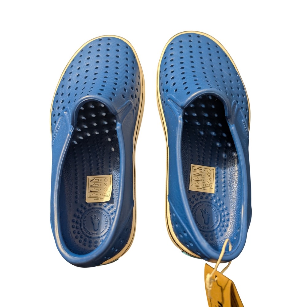 Native Miles Kids Victoria Blue Shell White Slip On Shoes Size Casual Classic